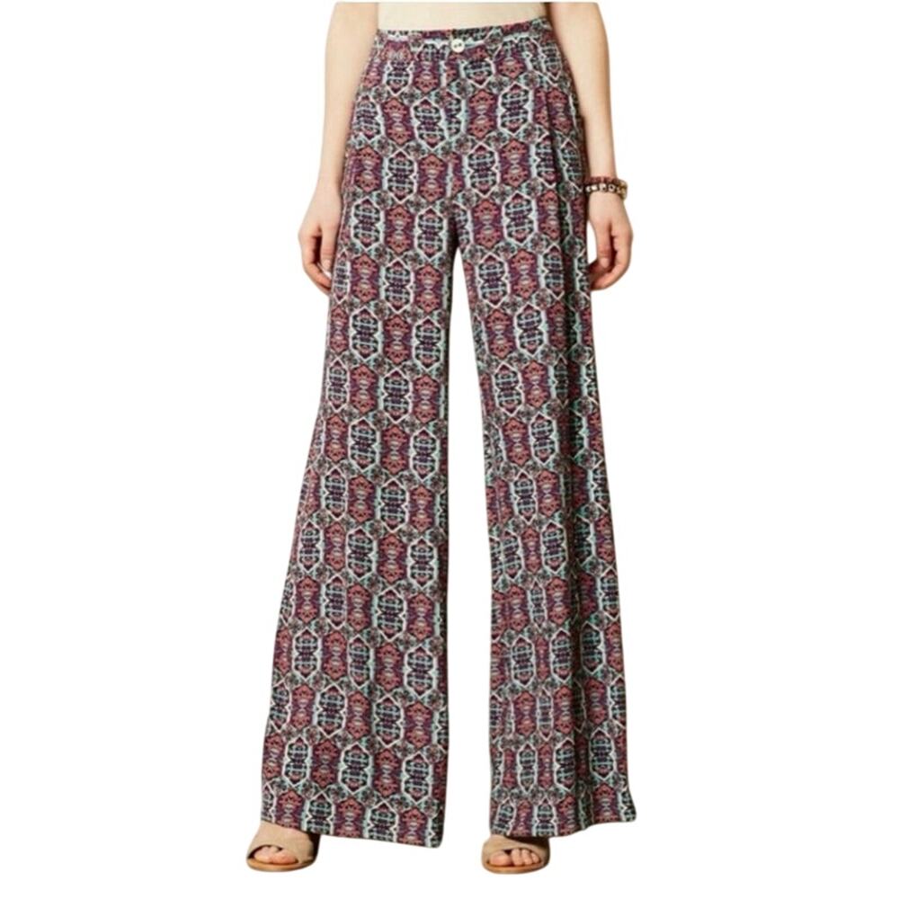 Anthropologie Elevenses Sz 4 Southshore Geometric Printed Wide Leg Palazzo Pants